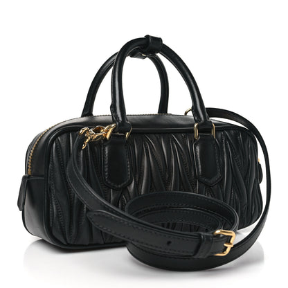 Miu Miu Nappa Matelasse Regular Arcadie Top Handle Bag Black 3 of 9