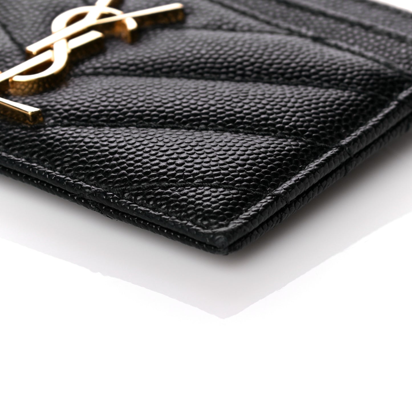 Grain De Poudre Matelasse Chevron Monogram Credit Card Case Black
