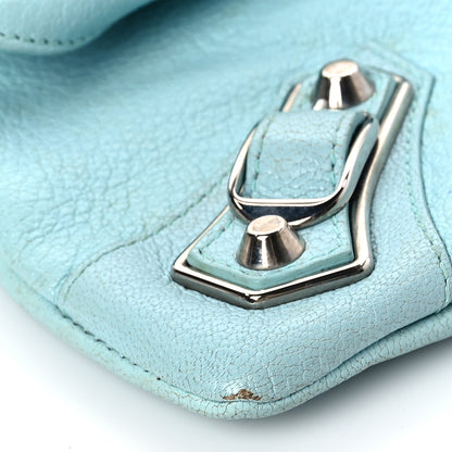Balenciaga Chevre Silver Metallic Edge Hardware Envelope Clutch Bleu Maldives 8 of 8