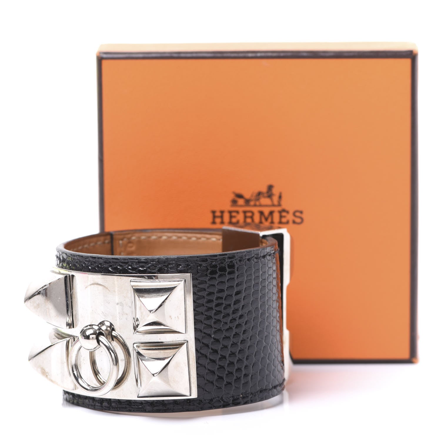 Hermes Lizard Collier De Chien CDC Bracelet S Black 5 of 5