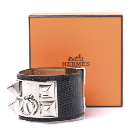 Hermes Lizard Collier De Chien CDC Bracelet S Black 5 of 5