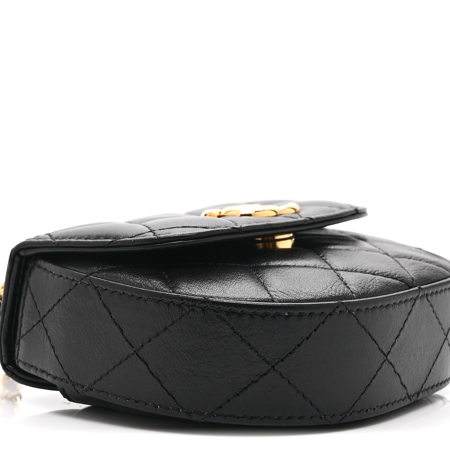Chanel Shiny Aged Calfskin Quilted Mini Top Handle Clutch With Chain Black 9 of 10