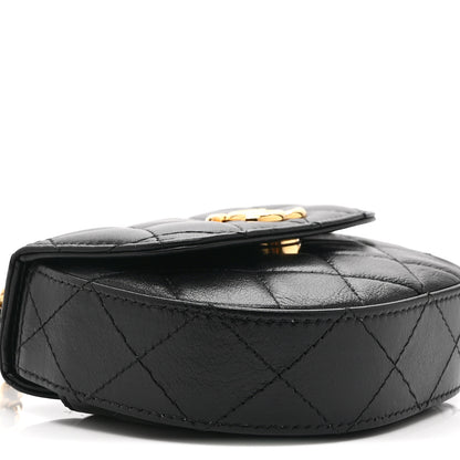 Chanel Shiny Aged Calfskin Quilted Mini Top Handle Clutch With Chain Black 9 of 10