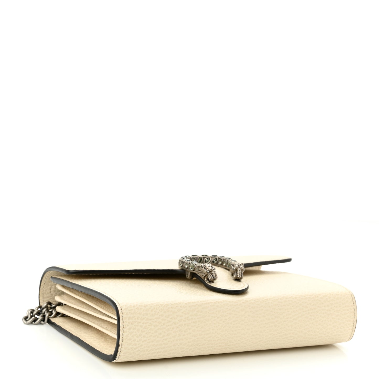 Dollar Calfskin Mini Dionysus Chain Wallet Mystic White