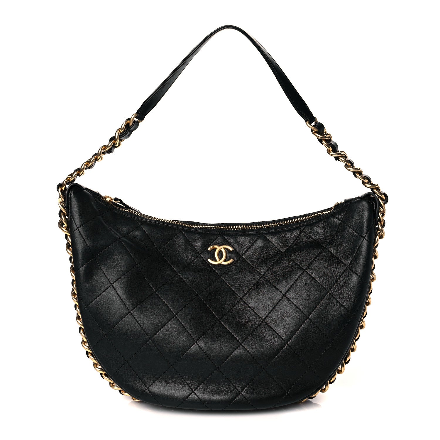 Chanel Lambskin Quilted Chain Around Hobo Black 1 of 9