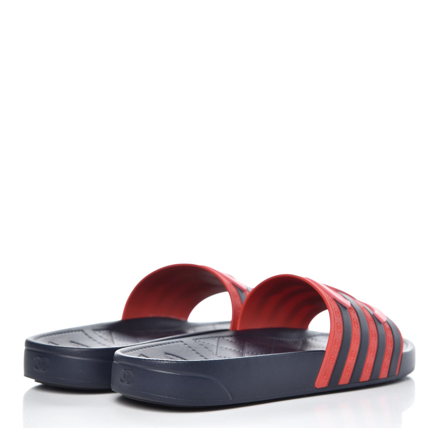 Rubber CC Flat Slide Sandals 37 Pink Red
