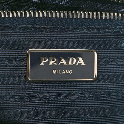 Prada Saffiano Cuir Travel Front Zip Pocket Briefcase Bluette 6 of 8