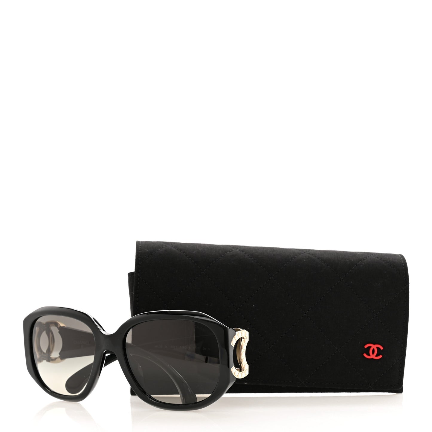 Acetate Pearl CC Square Sunglasses 71501-A Black
