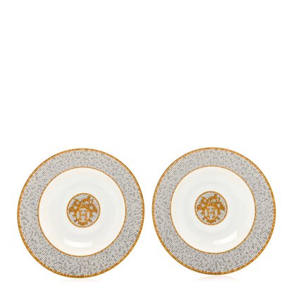 Hermes Porcelain Mosaique Au 24 Platine Soup Plate Set of 2 1 of 7