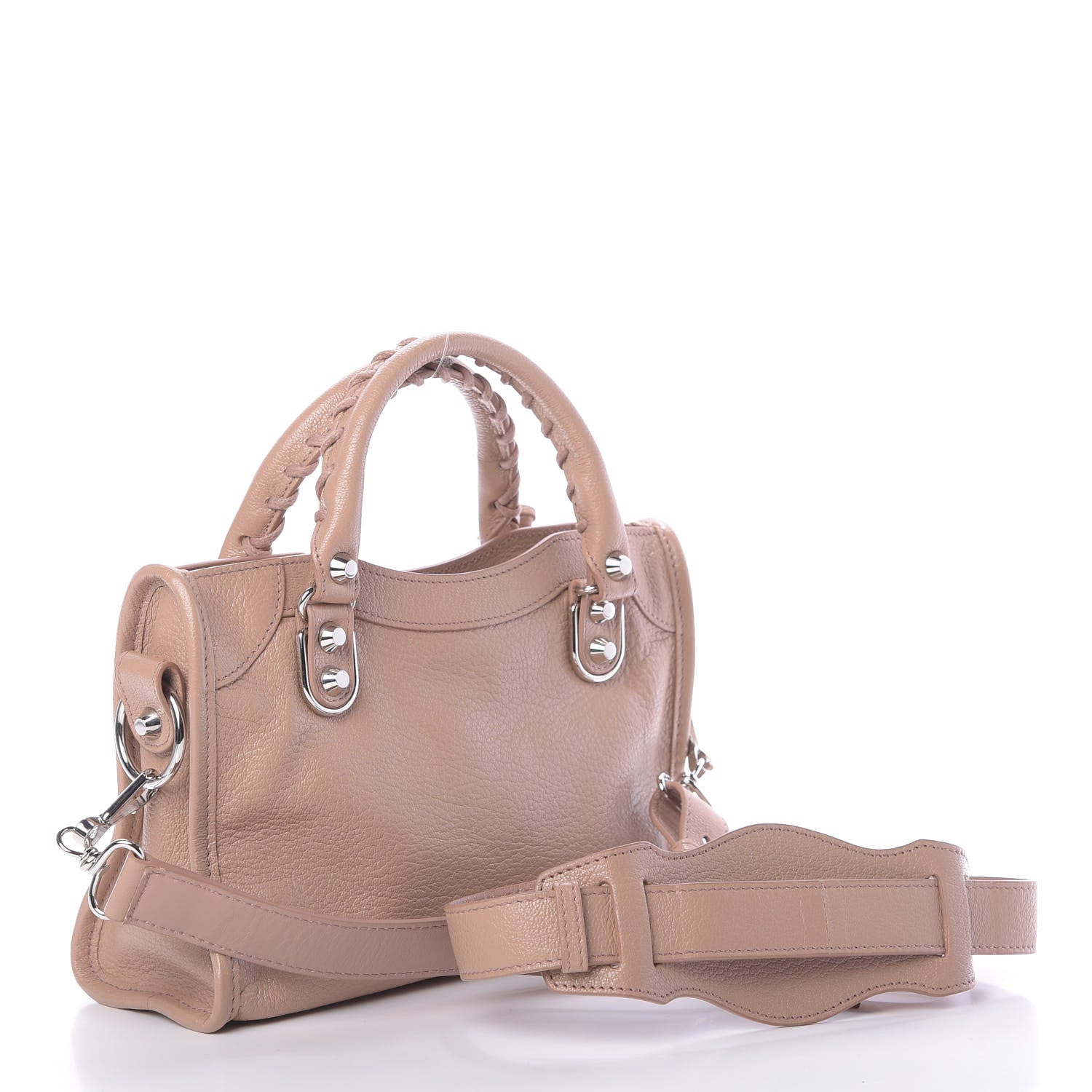 Balenciaga Shiny Goatskin Silver Metallic Edge Hardware Mini City Rose Des Sables 3 of 10