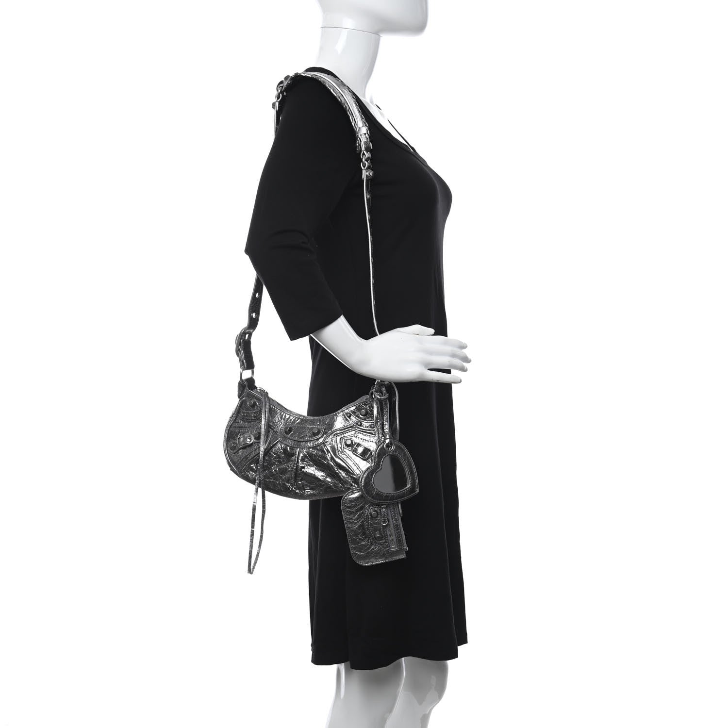 Balenciaga Metallic Agneau Arena Le Cagole Shoulder Bag XS Silver 2 of 11
