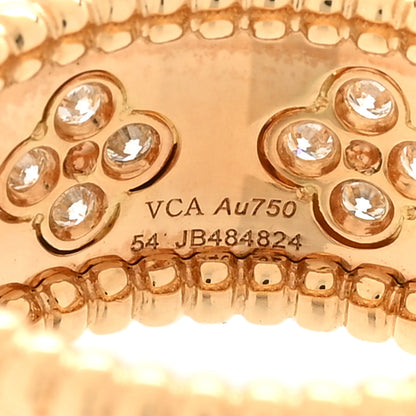 Van Cleef & Arpels 18K Yellow Gold Diamond Medium Perlee Clovers Ring 54 7 4 of 5