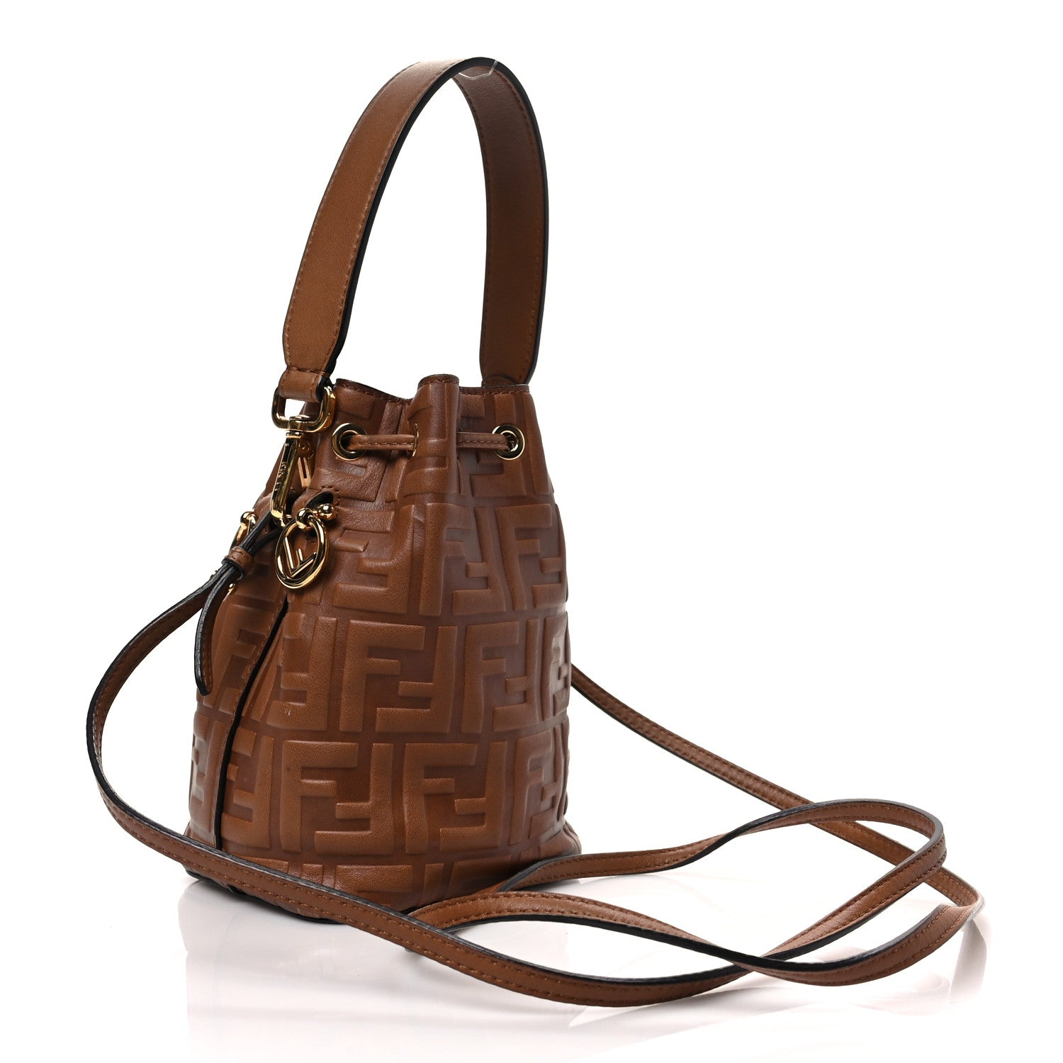 Fendi Vitello Cristallo Nature F is Fendi FF 1974 Embossed Mini Mon Tresor Bucket Bag Cuoio 3 of 8