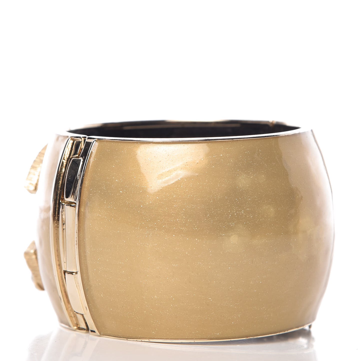 Glitter Resin Enamel Crystal CC Cuff Gold
