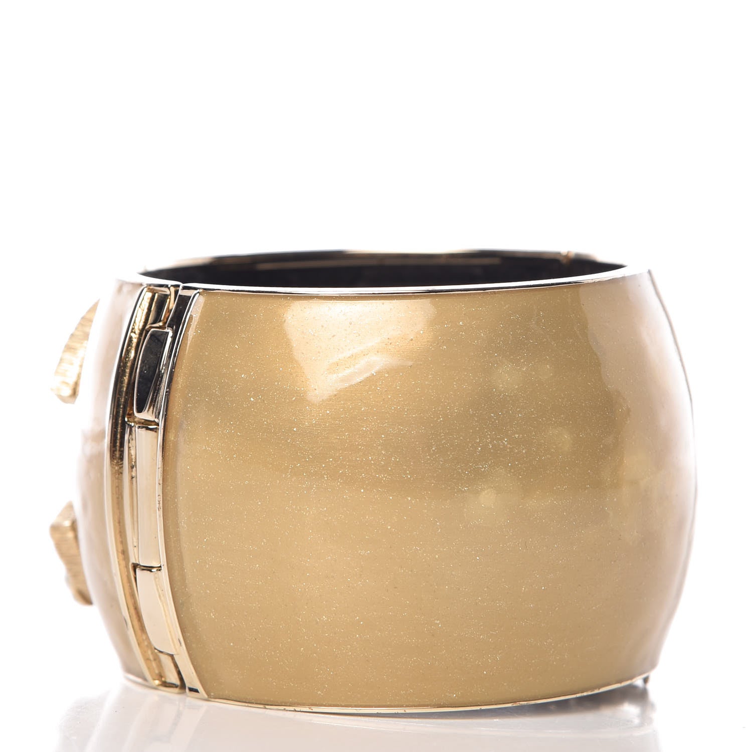 Chanel Glitter Resin Enamel Crystal CC Cuff Gold 3 of 4