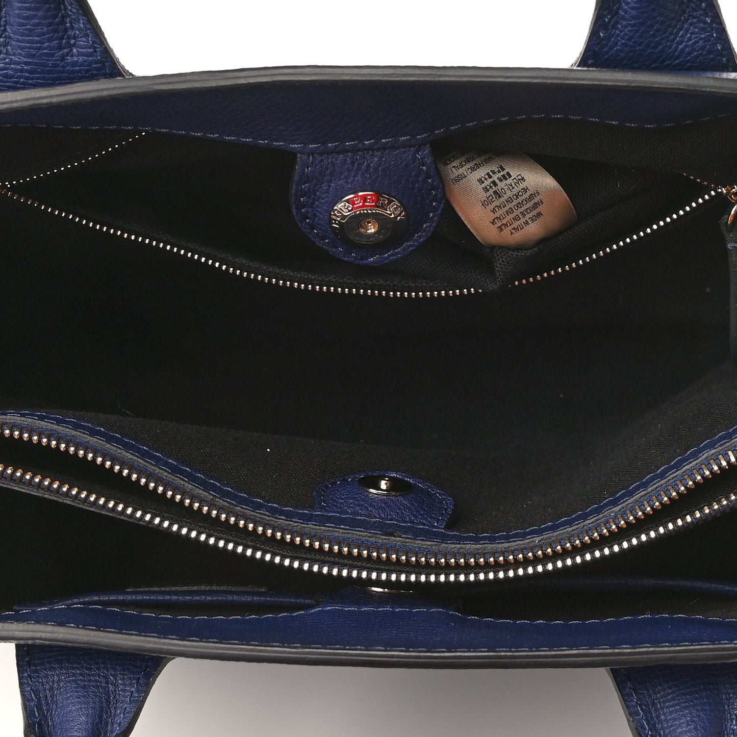Grainy Calfskin House Check Medium Banner Tote Ink Blue