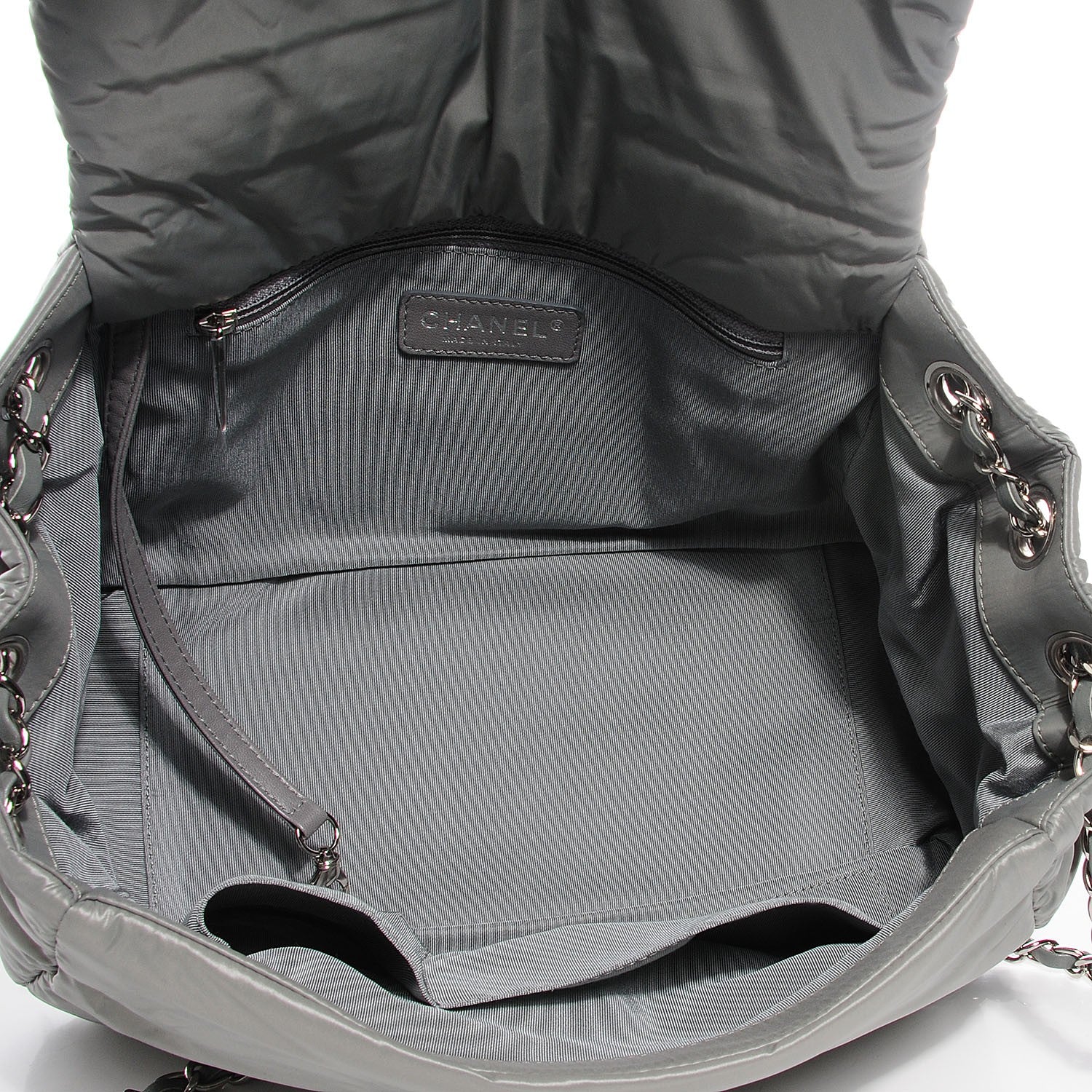 Chanel Nylon Quilted Tweed Stitch Bubble Flap Grey 7 of 7