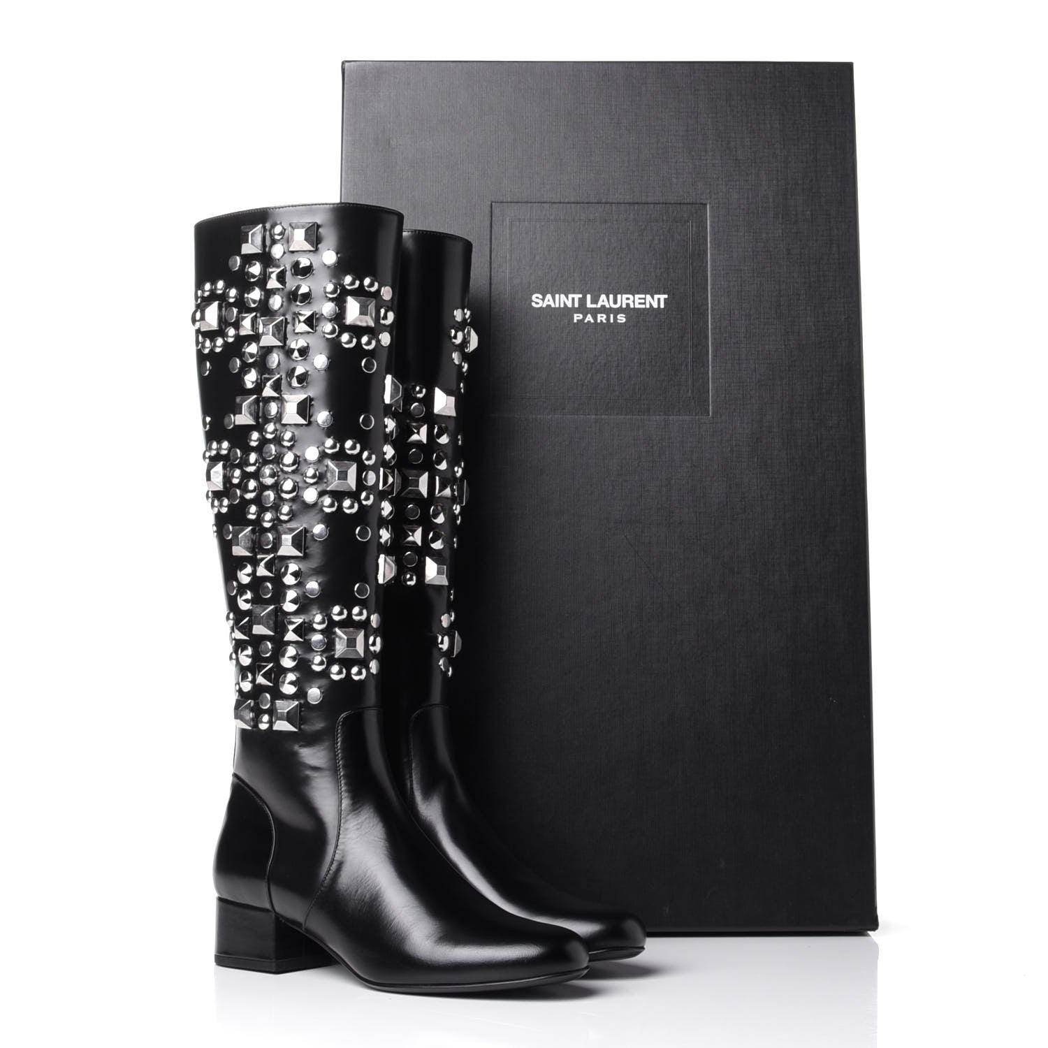 Saint Laurent Ketta Studded Babies 40 Brod Knee High Boots 36.5 Black 10 of 10