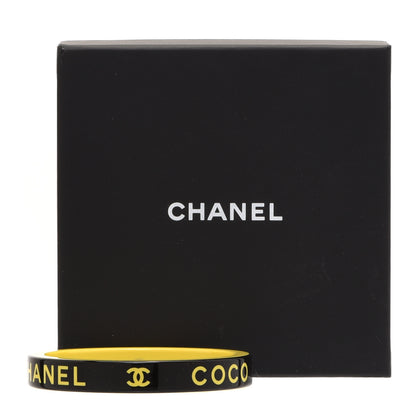 Chanel Resin Logo Bangle Bracelet Yellow Black 5 of 5