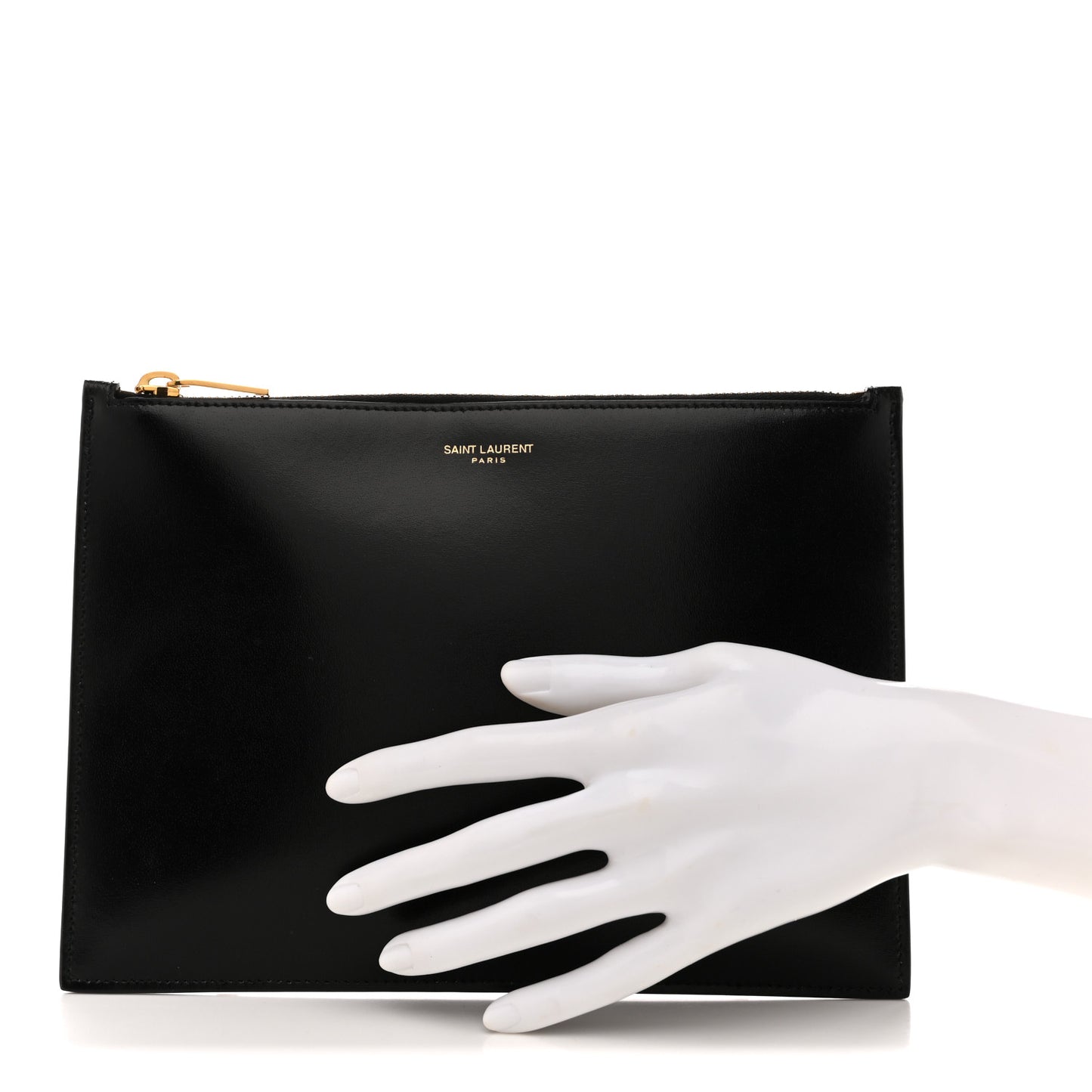 Calfskin Zip Clutch Black