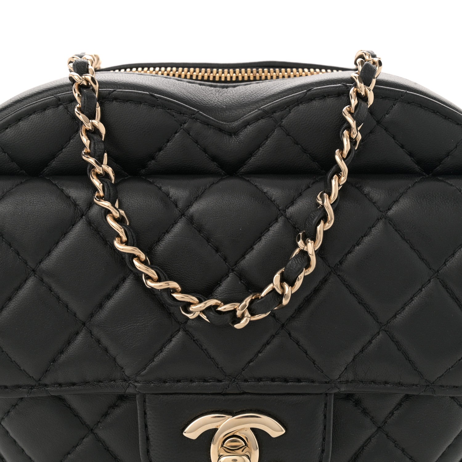 Chanel Lambskin Quilted CC In Love Heart Bag Black 8 of 11