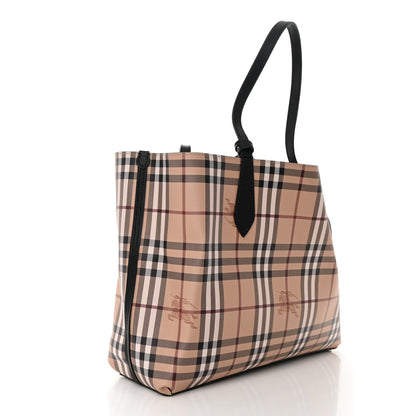 Burberry Grainy Calfskin Haymarket Check Medium Reversible Tote Black 18 of 21