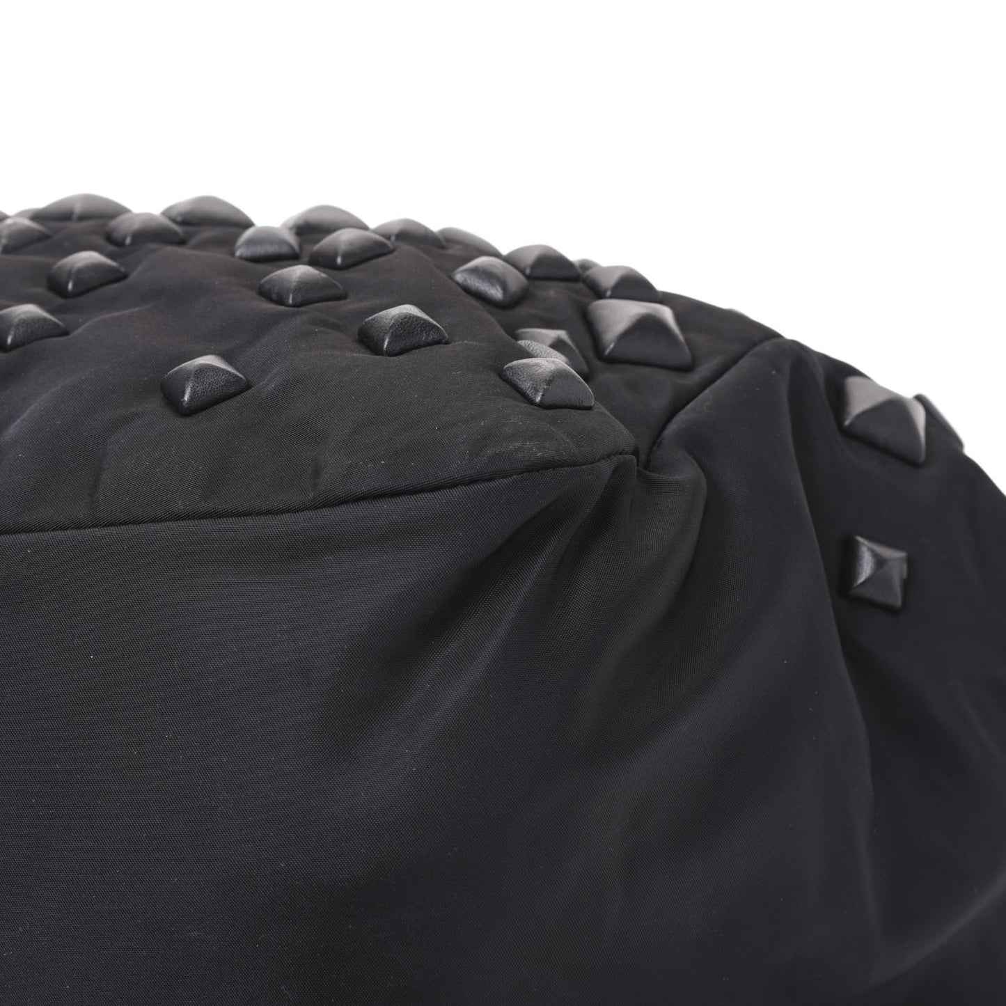 Nylon Studded Shoulder Bag Black
