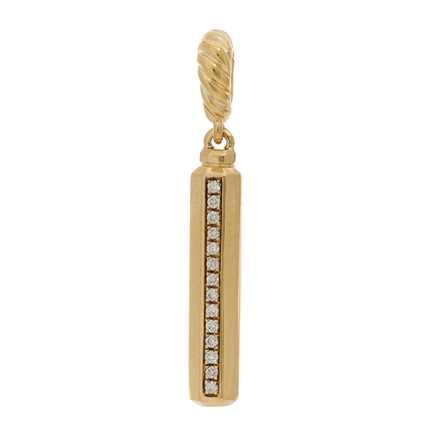 David Yurman 18K Yellow Gold Diamond Lexington Barrel Amulet Pendant 1 of 4