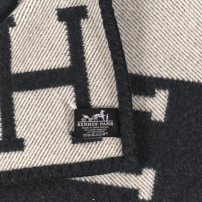 Hermes Wool Cashmere Avalon Blanket Ecru Gris Fonce 3 of 3