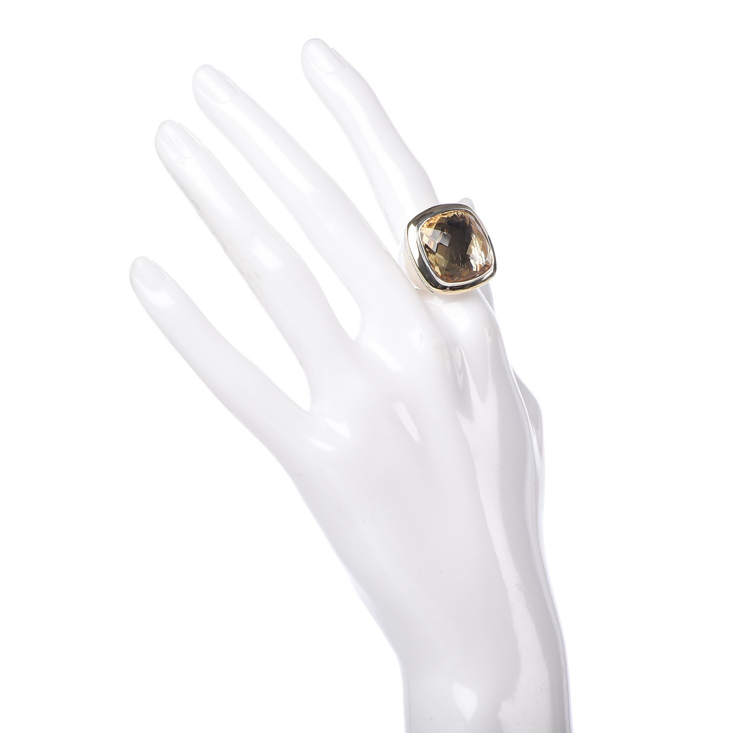 David Yurman Sterling Silver 18K Yellow Gold Champagne Citrine 18mm Albion Statement Ring 49 5 2 of 5