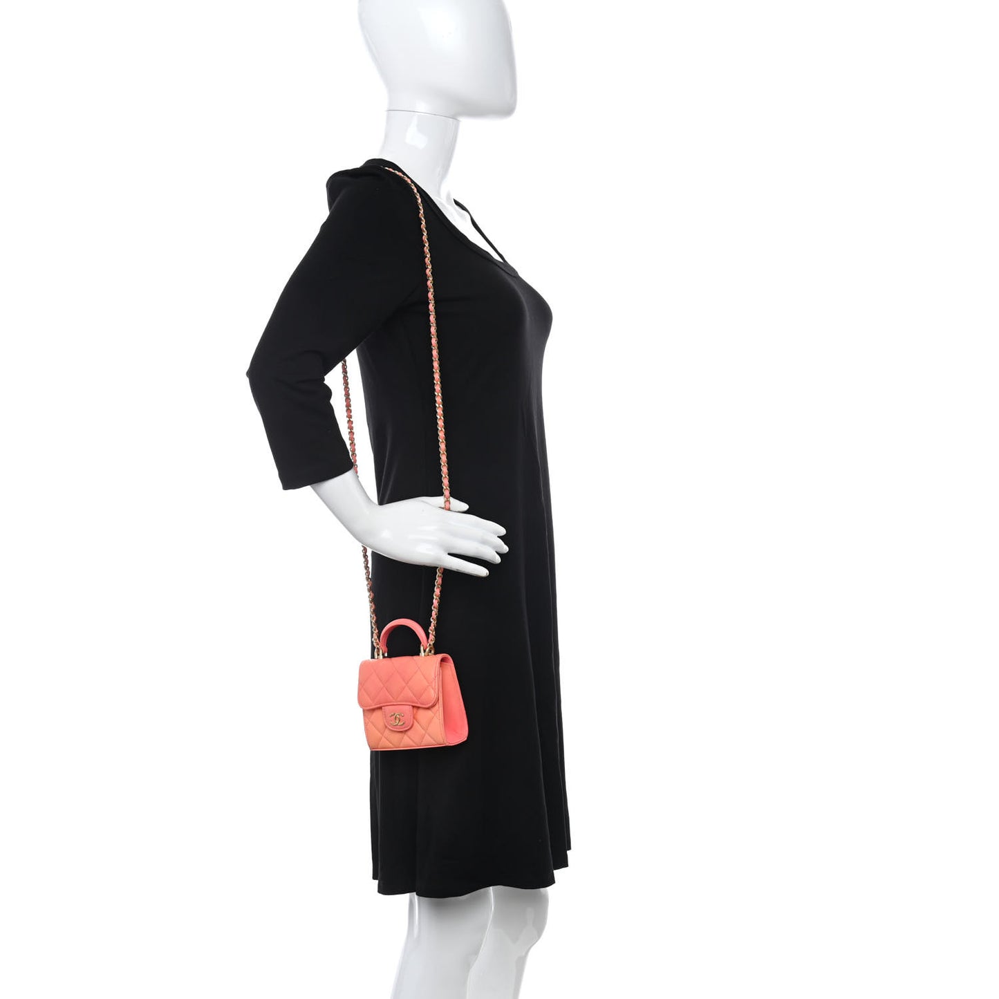 Lambskin Quilted Ombre Top Handle Flap Clutch With Chain Rose