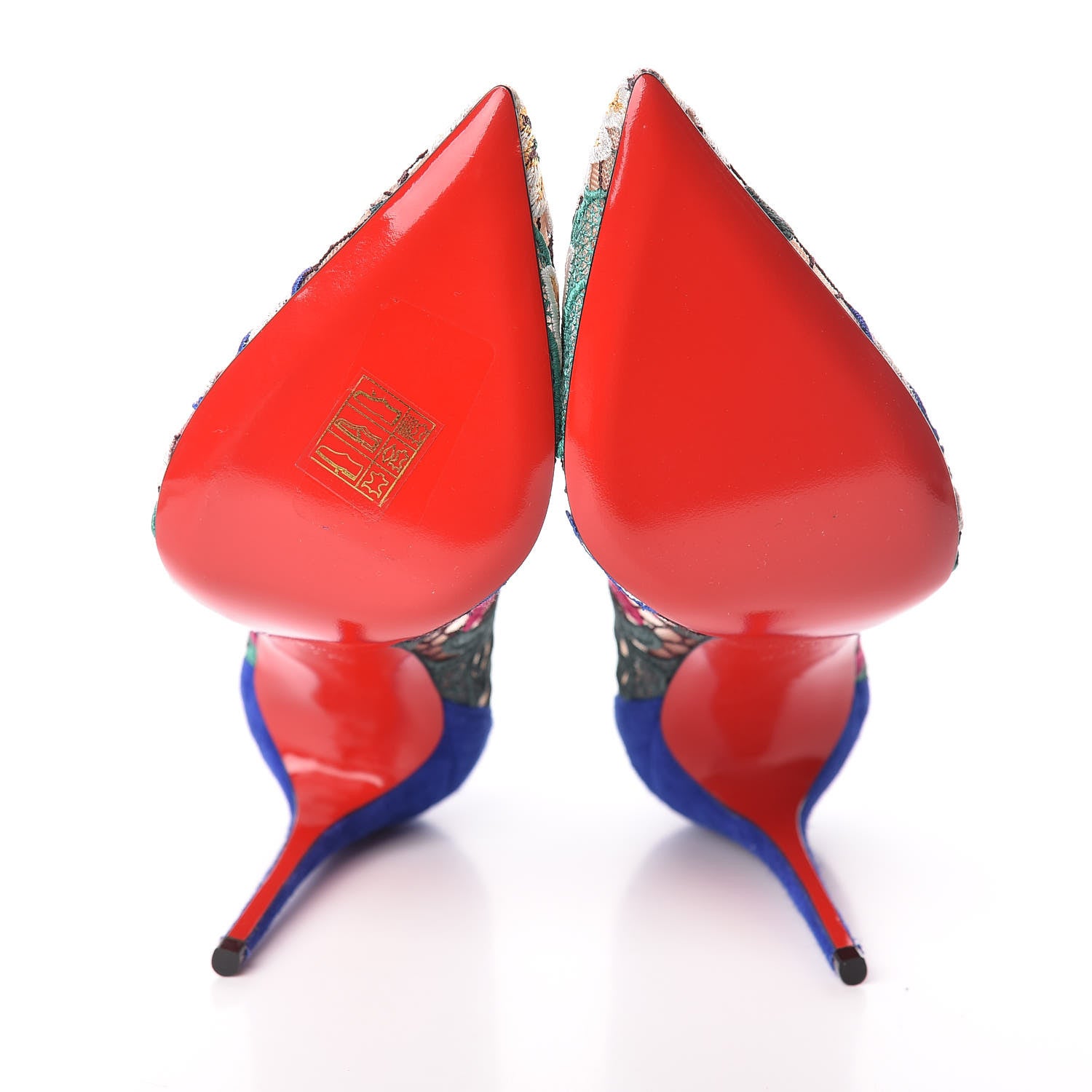 Christian Louboutin Lace Veau Velours Florale Follies 100 Pumps 37.5 Multicolor 7 of 8