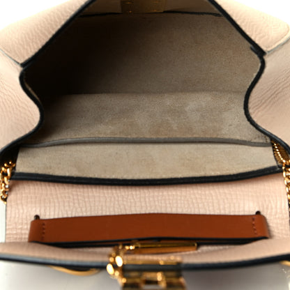 Chloe Grained Calfskin Lambskin Mini Bi-Color Drew Shoulder Bag Powder Beige Caramel 9 of 13