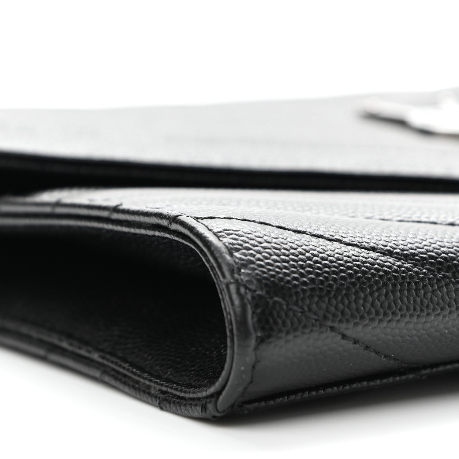 Saint Laurent Grain De Poudre Matelasse Chevron Monogram Envelope Clutch Black 8 of 15