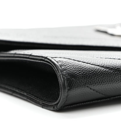 Saint Laurent Grain De Poudre Matelasse Chevron Monogram Envelope Clutch Black 8 of 15