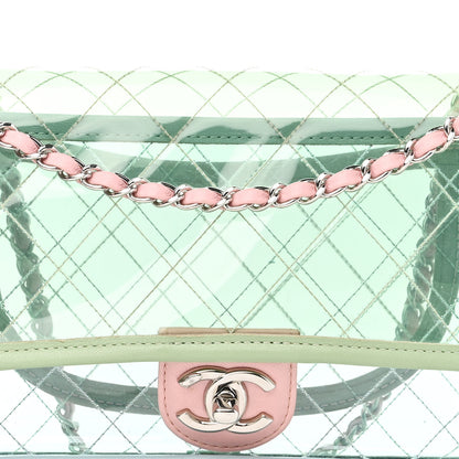 Chanel Lambskin PVC Quilted Medium Coco Splash Flap Blue Green 8 of 10