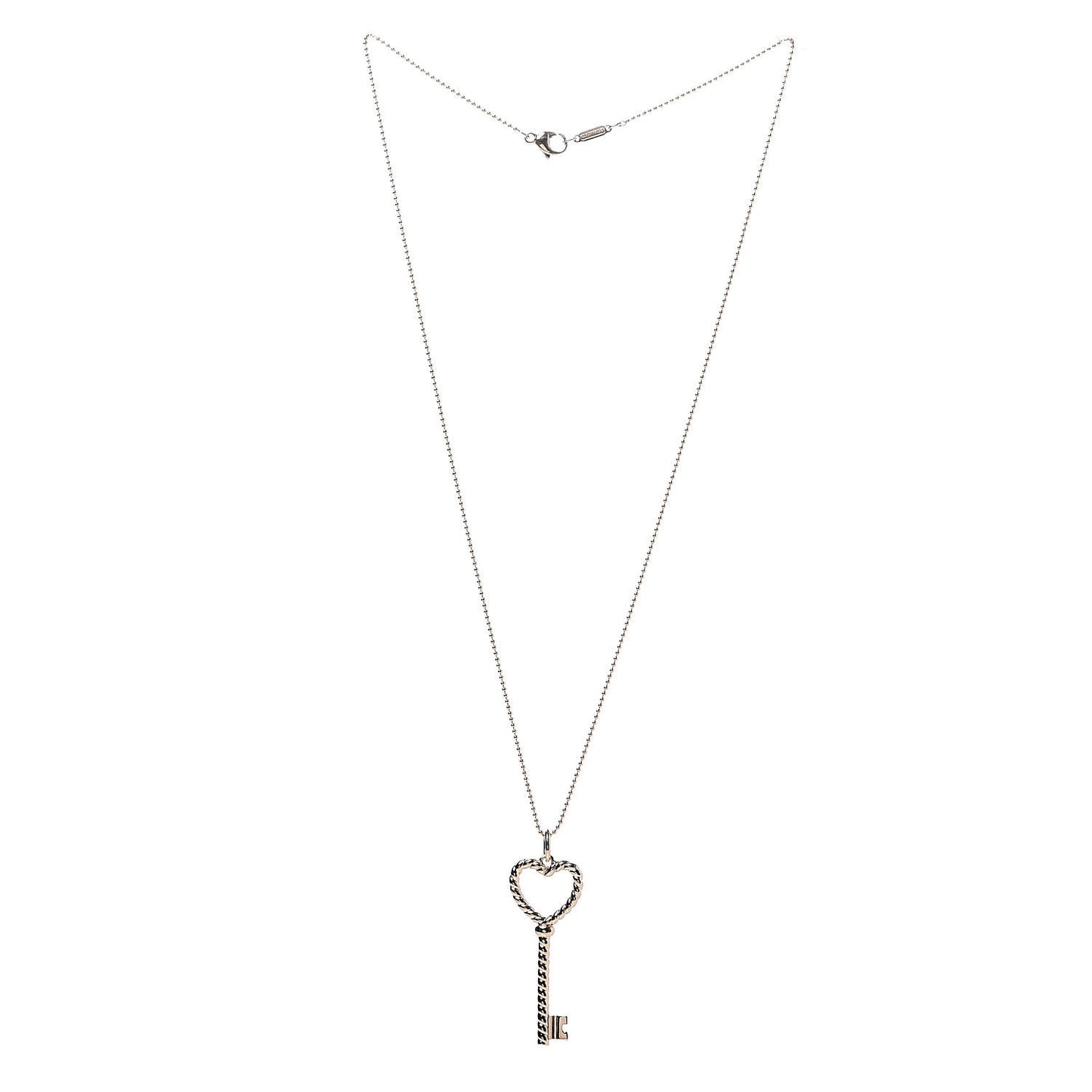 18K Rose Gold Twist Heart Key Pendant Necklace