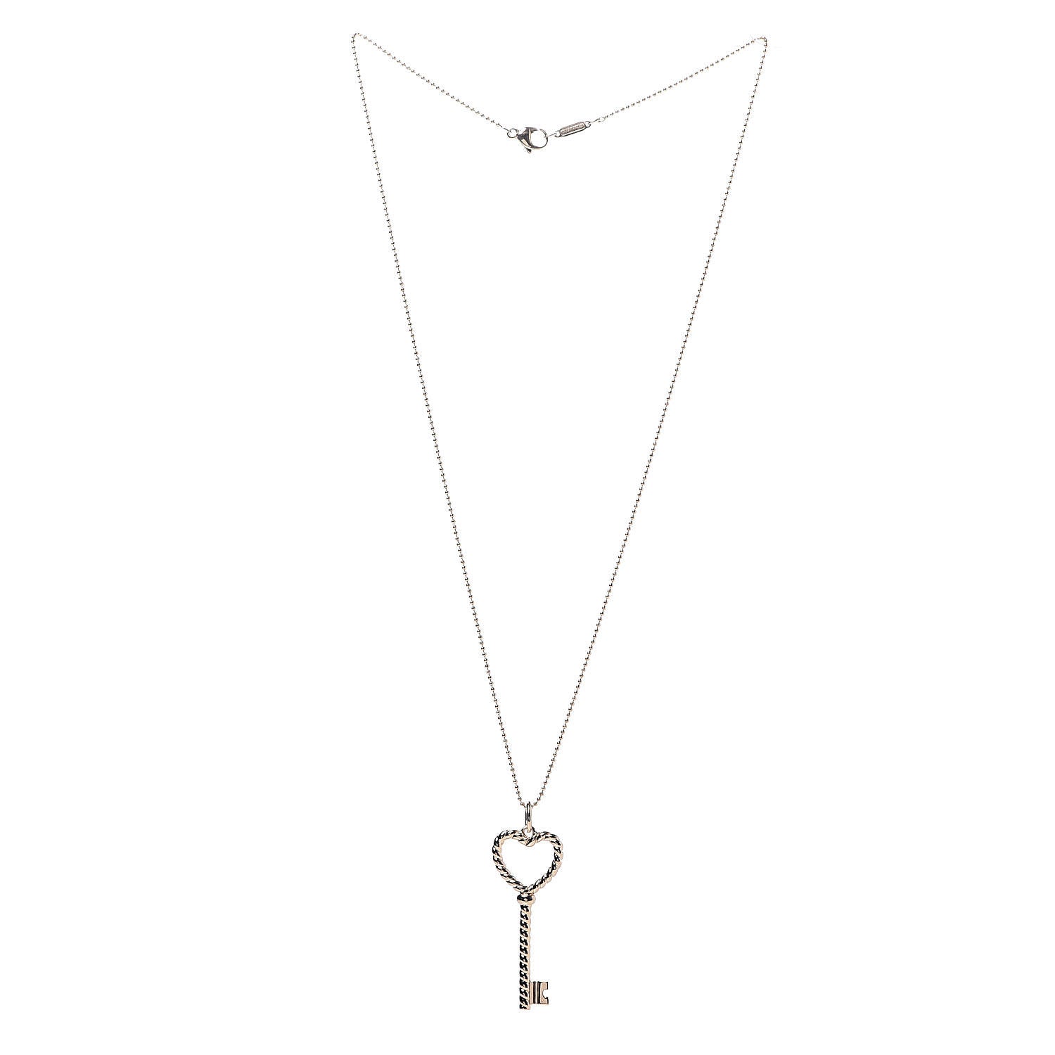 Tiffany 18K Rose Gold Twist Heart Key Pendant Necklace 3 of 9