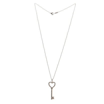 Tiffany 18K Rose Gold Twist Heart Key Pendant Necklace 3 of 9