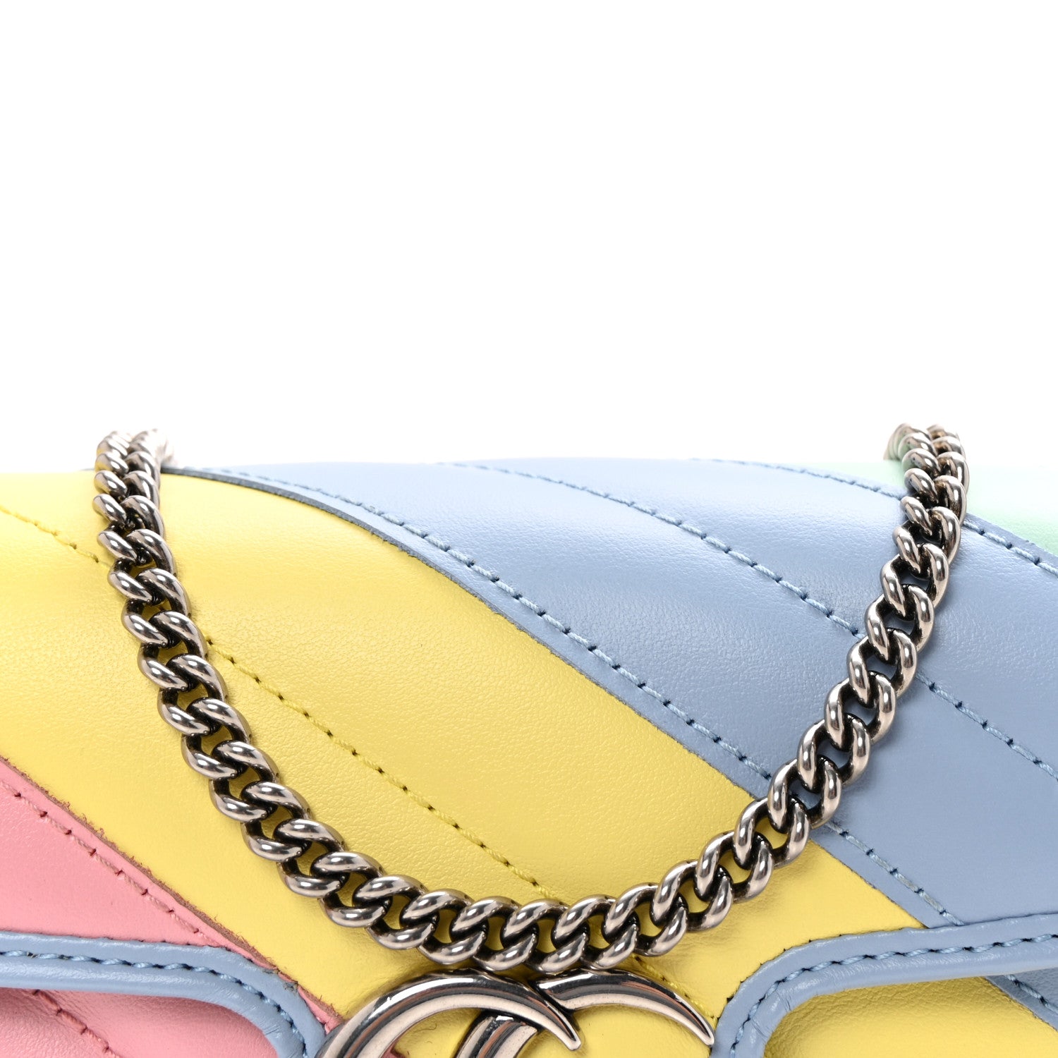 Gucci Calfskin Matelasse Diagonal Super Mini GG Marmont Shoulder Bag Multicolor Pastel 8 of 10