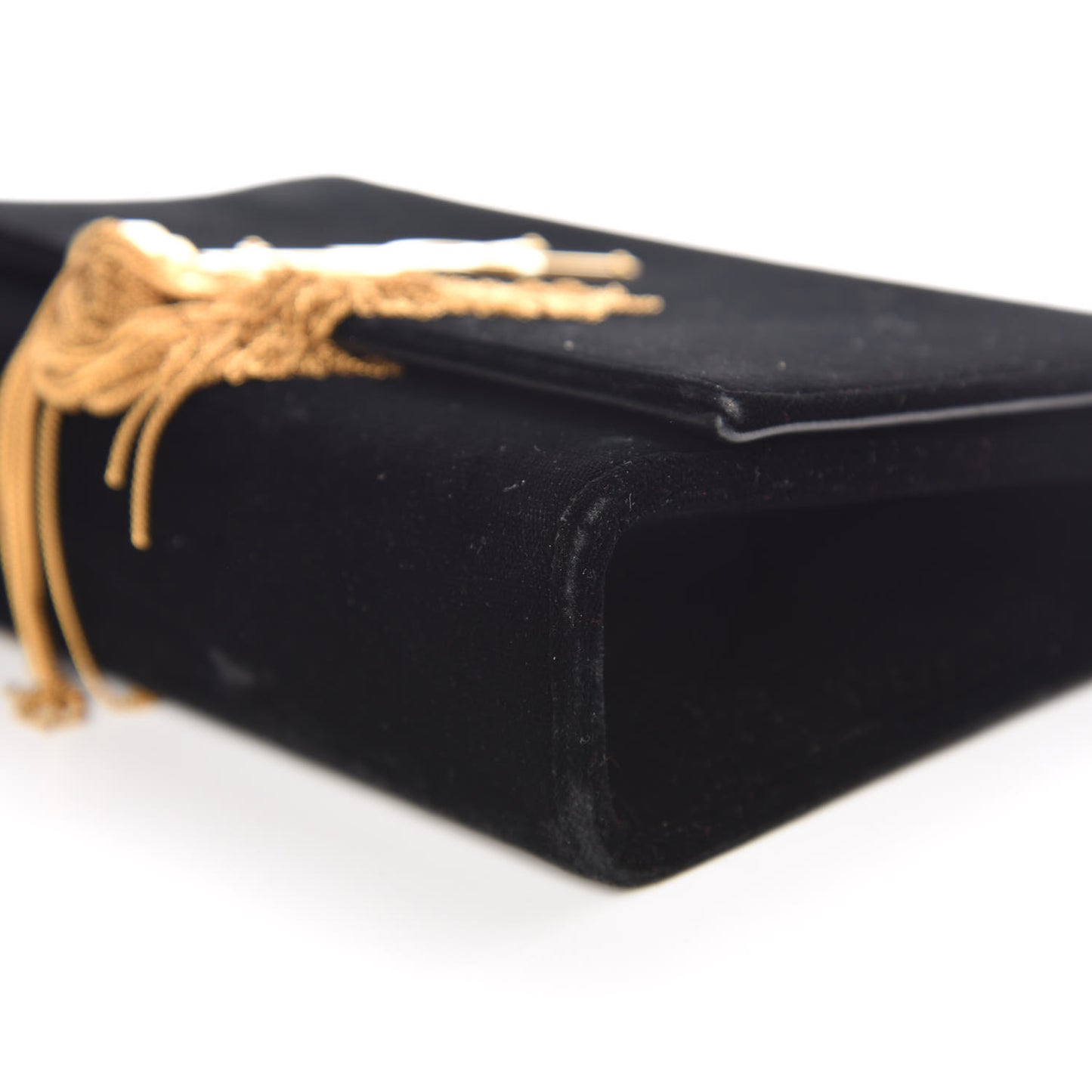 Velvet Medium Monogram Kate Tassel Shoulder Bag Black