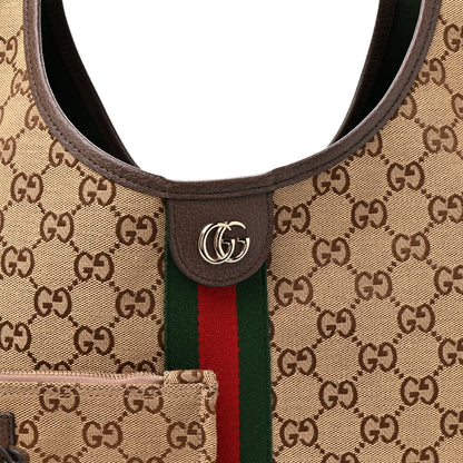 Gucci GG Monogram Web Large Giglio Tote Beige Brown 8 of 10