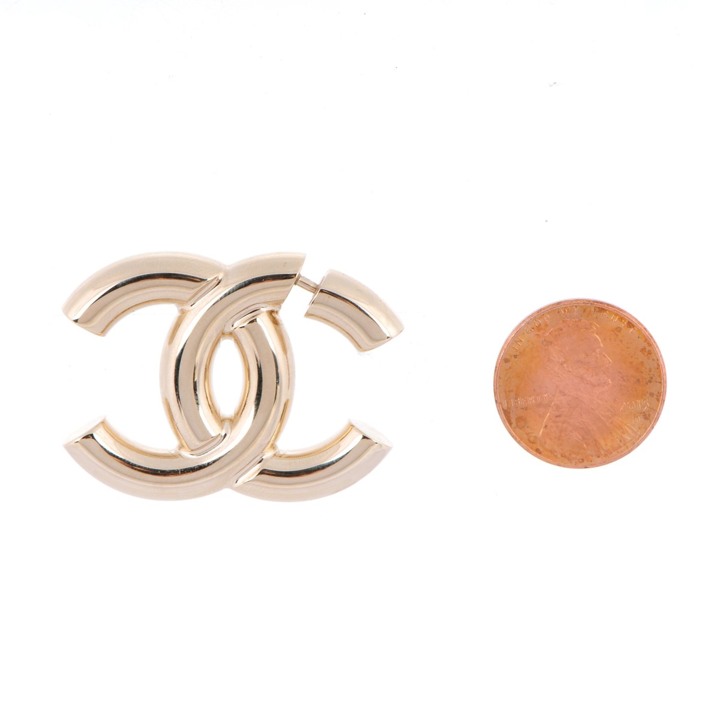 Metal Large CC Earrings Light Gold