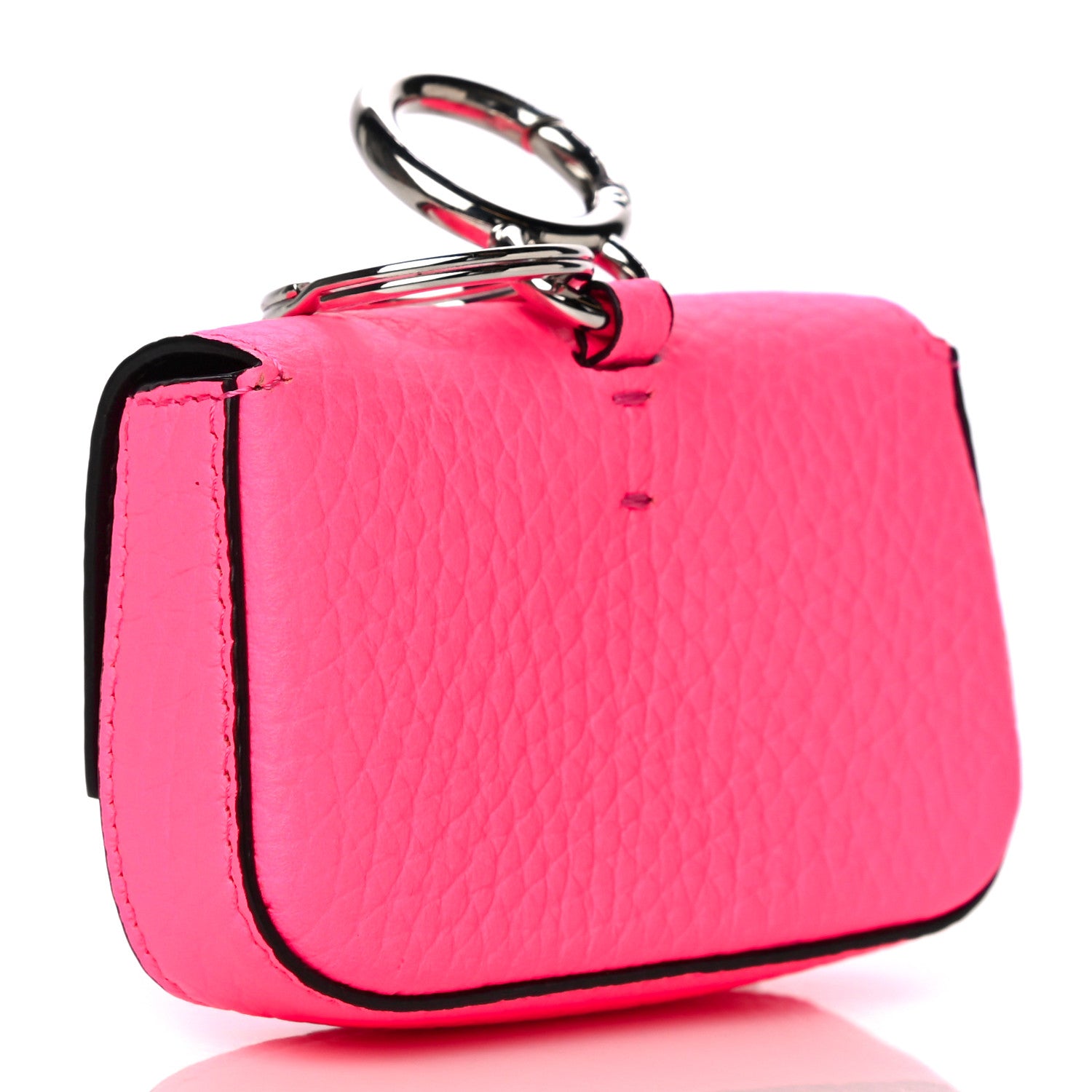 Fendi Cuoio Romano Micro Baguette Charm Rosa Fluo 3 of 9