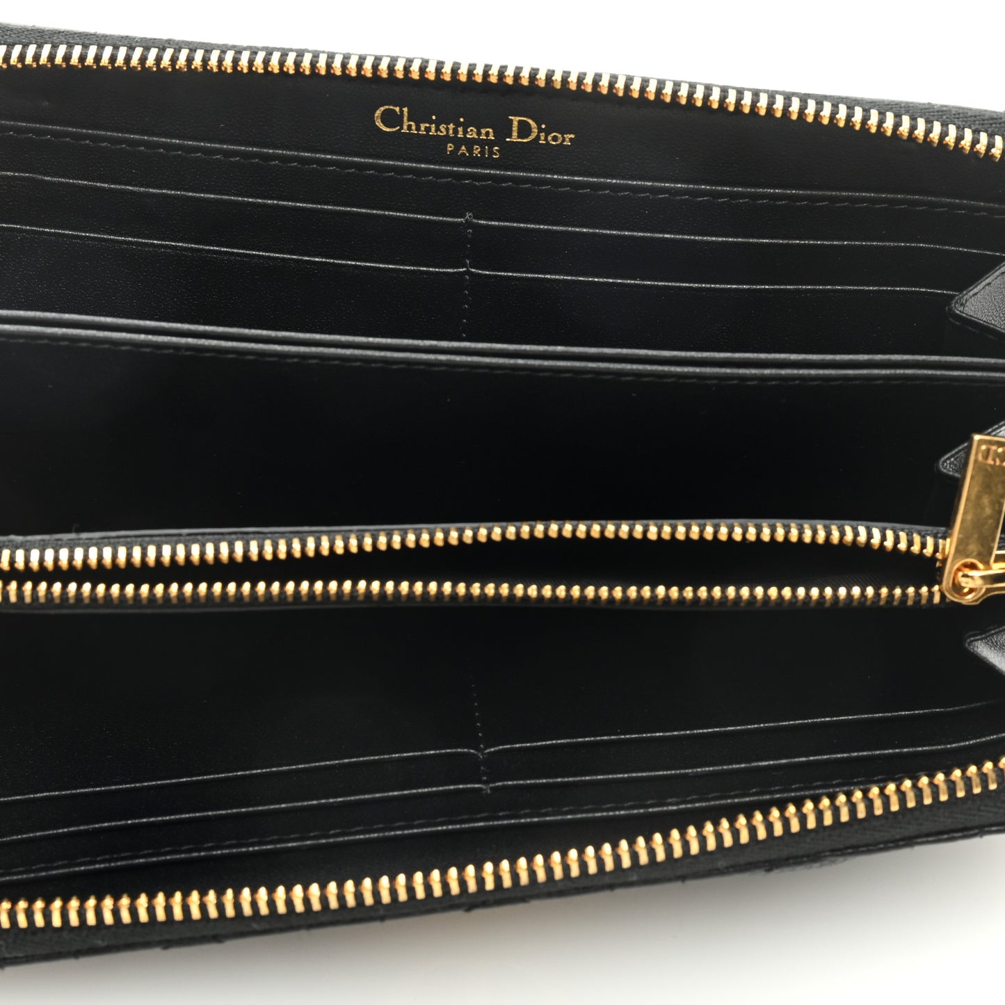 Grained Calfskin Supple Cannage Caro Zip Wallet Black