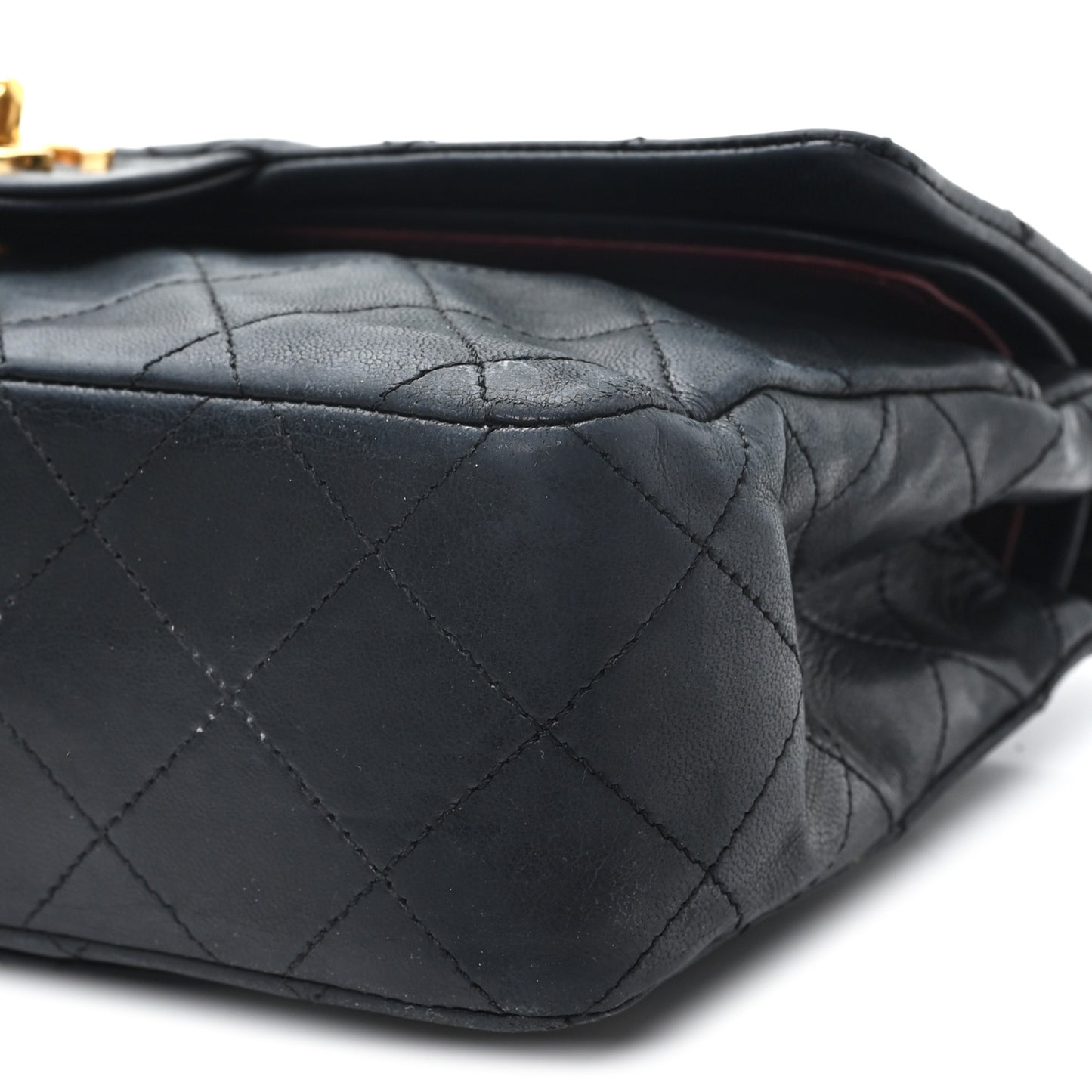 Lambskin Quilted Small Double Flap Black