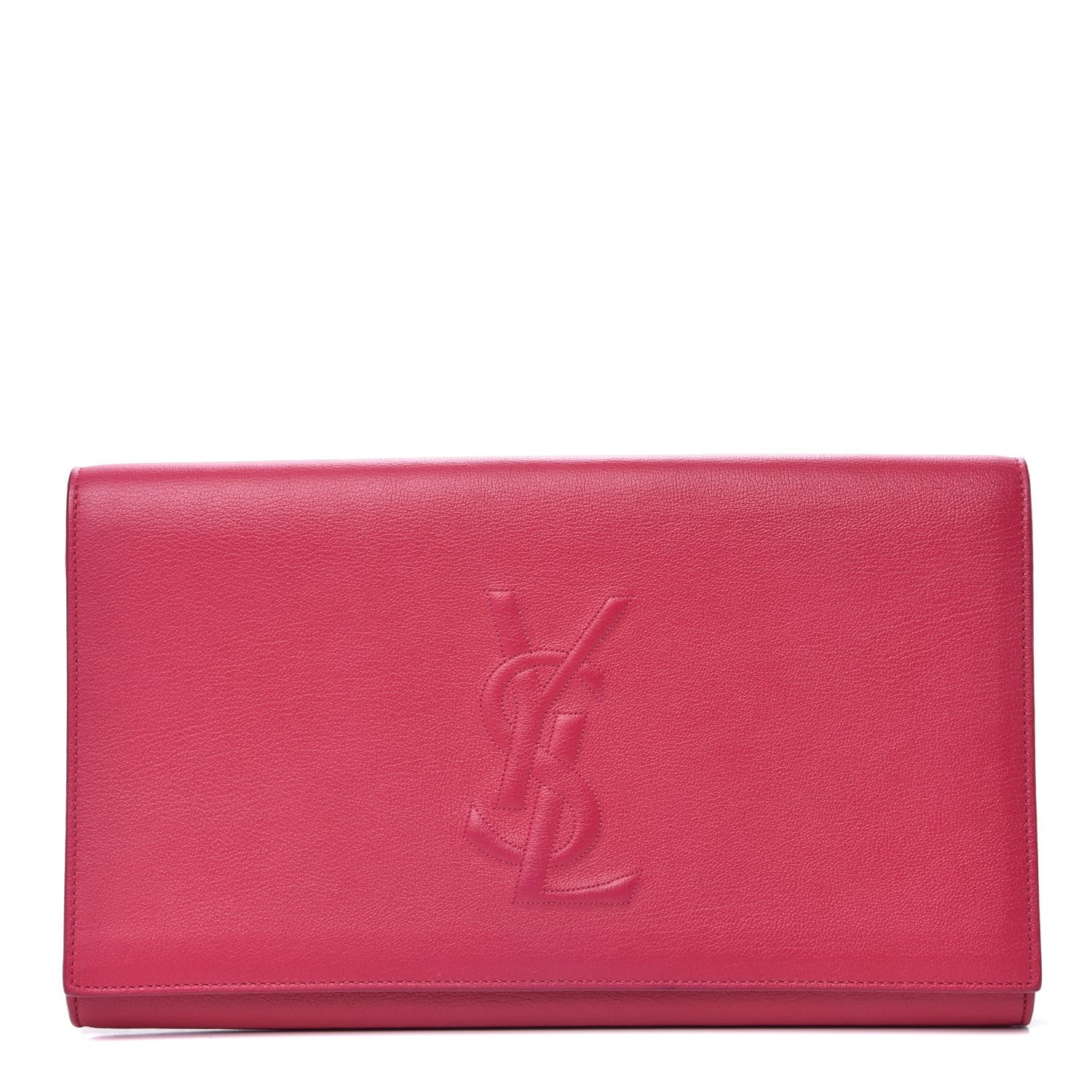 Saint Laurent Calfskin Monogram Large Belle De Jour Clutch Lipstick Fuchsia 1 of 11
