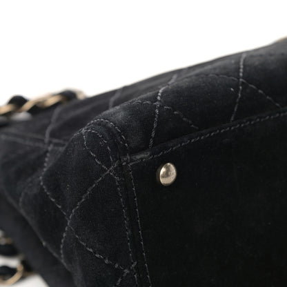 Chanel Suede Stitched Single Flap Black 13 of 16
