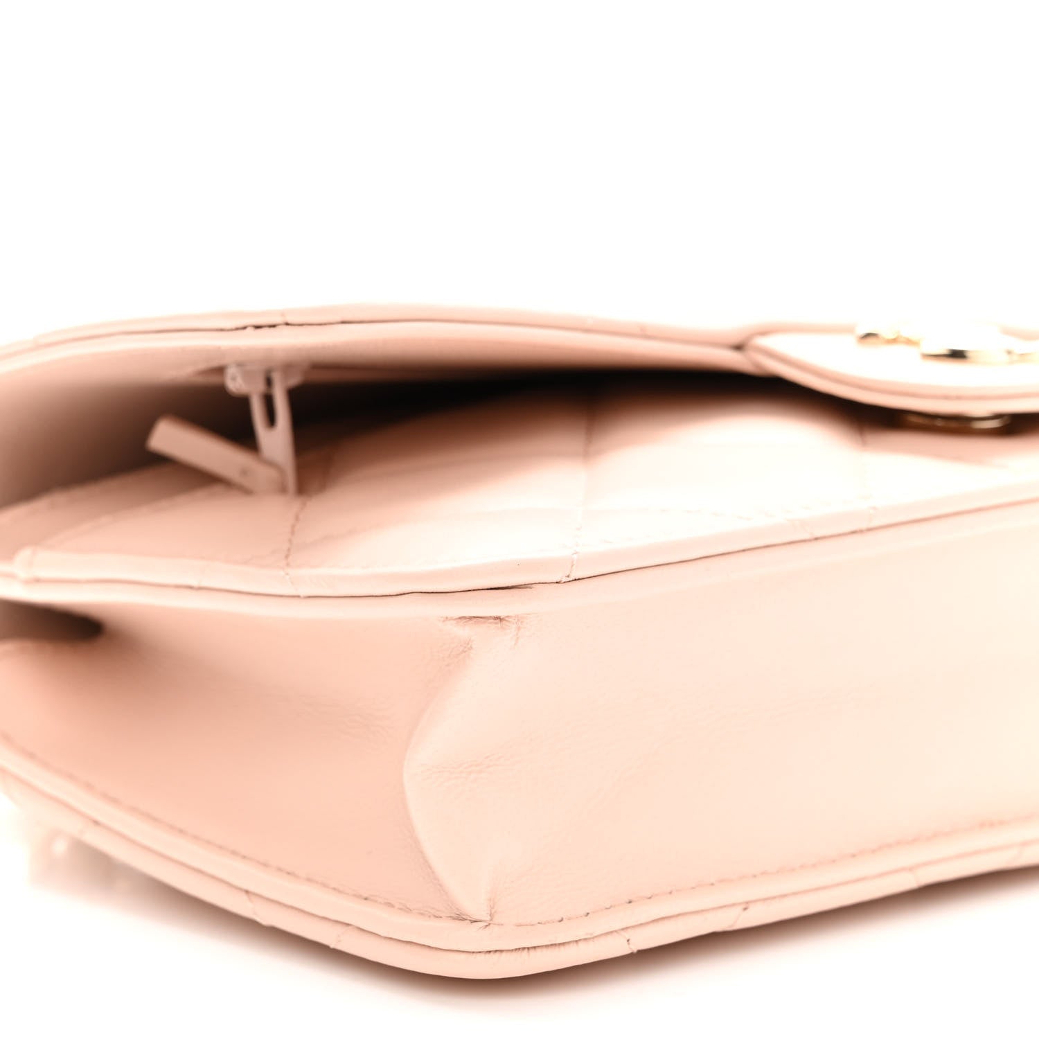 Chanel Lambskin Plexi Quilted Wallet On Chain WOC Light Beige 10 of 11