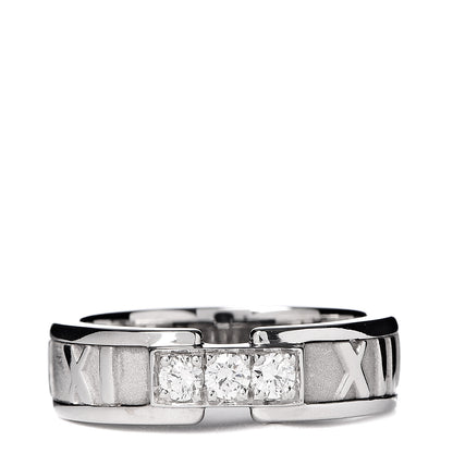Tiffany 18K White Gold Diamond Atlas Ring 50 5.5 1 of 4